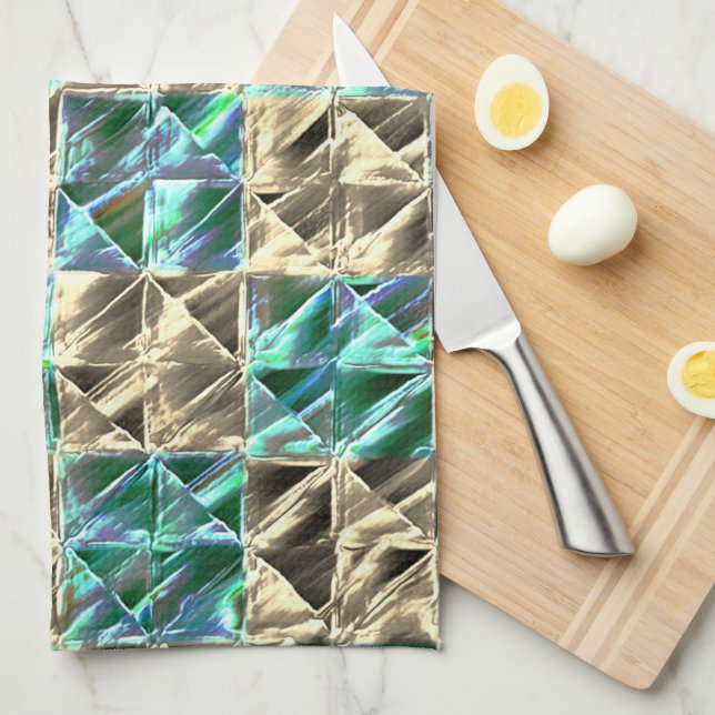 Dressischer Minzgrün bis beige Fliesen oder farbig Geschirrtuch (Viertel Falte)