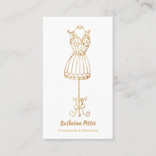 Dressmaker Seamstress Gold Glitzer Mannequin Busin Visitenkarte