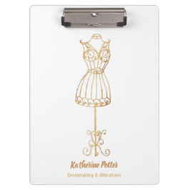 Dressmaker Seamstress Gold Glitzer Mannequin Clipb Klemmbrett