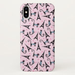 Dressur im französischen Stil mit Eiffelturmmuster iPhone X Hülle<br><div class="desc">Französische gekleidete Katze mit Bettdecke und gestreiftem Fröck mit dem Eiffelturm. | © und ® Bigstock® - Alle Rechte vorbehalten.</div>