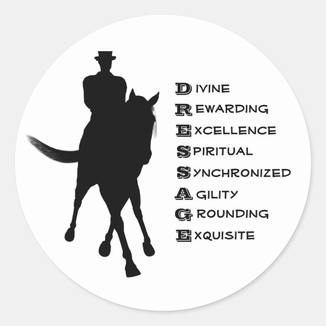 Dressur ist Pferd und Reiter Runder Aufkleber (Vorderseite)