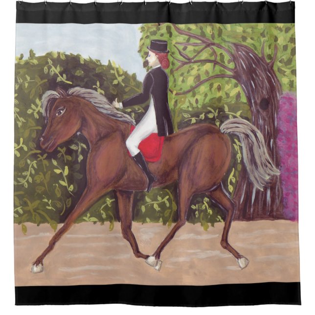 Dressurpferd Englisch-Stil Reiten Duschvorhang (Vorderseite)