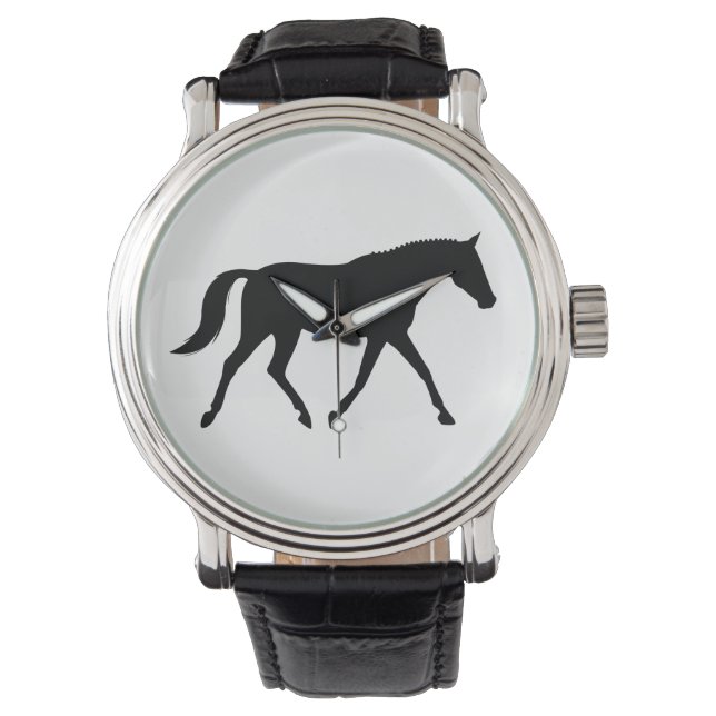 Dressurpferd in Silhouette Armbanduhr (Vorderseite)