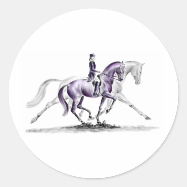 Dressurpferd in Trot Piaffe Runder Aufkleber (Vorderseite)