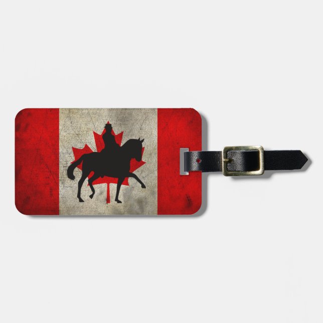 Dressurpferd mit kanadischer Flagge Patriotic Gepäckanhänger (Vorderseite horizontal)