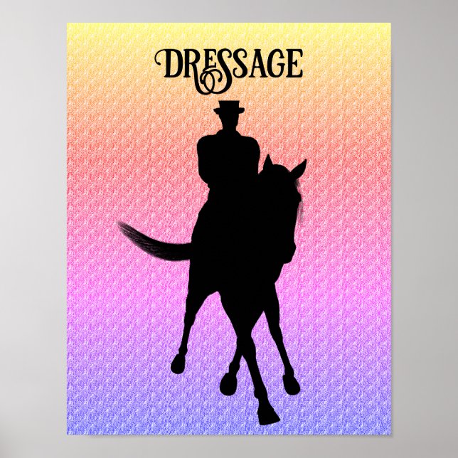 Dressurpferd und Silhouette Poster (Vorne)