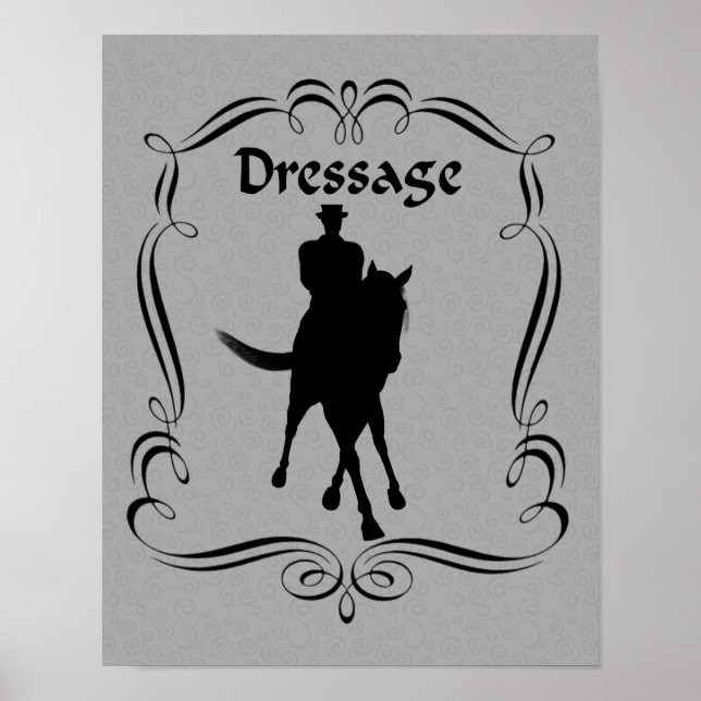 Dressurpferd und Silhouette Poster (Vorne)