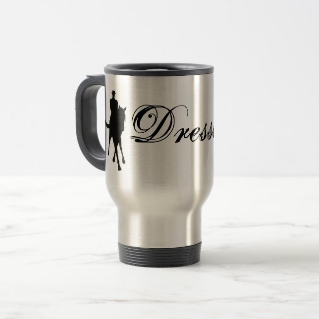 Dressurpferd und Silhouette Reisebecher (Vorderseite Links)