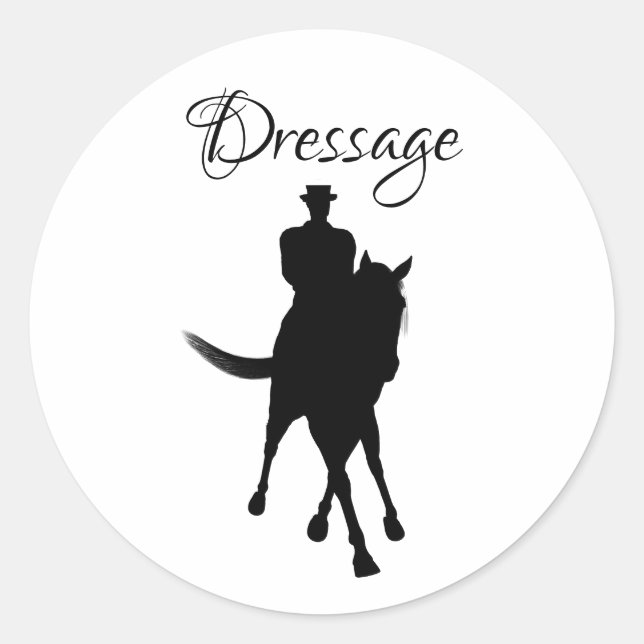 Dressurpferd und Silhouette Runder Aufkleber (Vorderseite)
