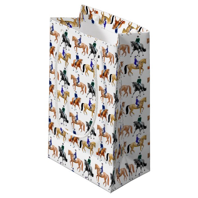Dressurpferde Pferde und Reiter Reittiere Geschenk Kleine Geschenktüte (Vorderseite Schrägansicht)