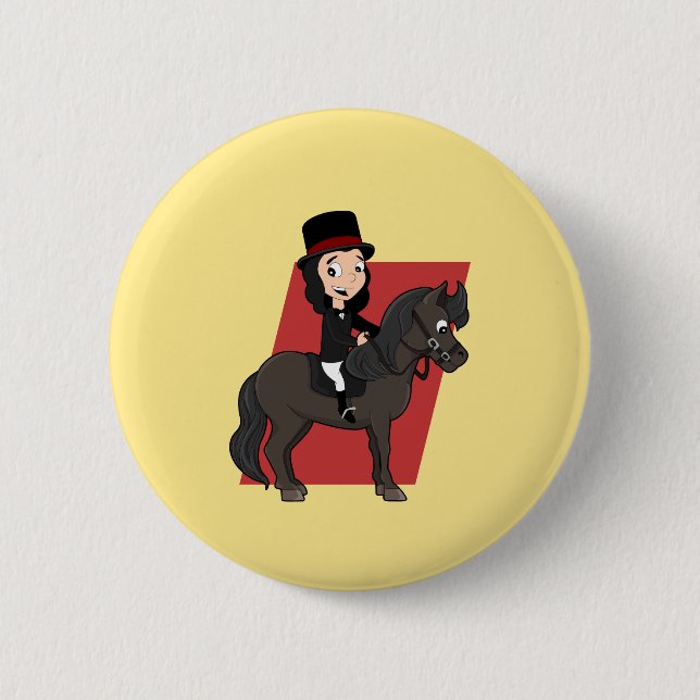 Dressurreiter Cartoon Button (Vorderseite)