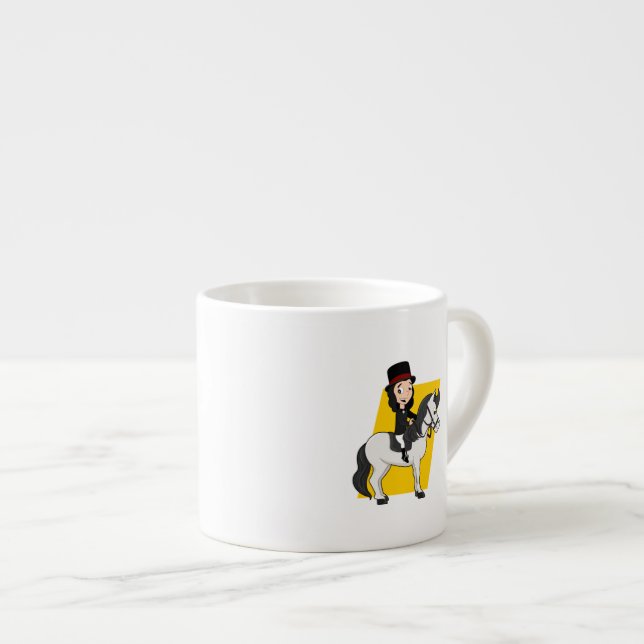Dressurreiter Cartoon Espressotasse (Vorderseite Rechts)