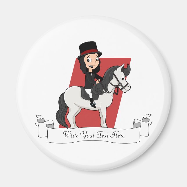 Dressurreiter Cartoon Magnet (Vorne)