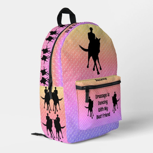 Dressurtanz mit bester Freundschaft zu Pferd und R Bedruckter Rucksack (Rückseitige Ecke links)