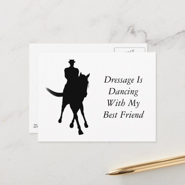 Dressurtanz mit bester Freundschaft zu Pferd und R Postkarte (Vorderseite/Rückseite Beispiel)