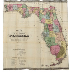 Drews neue Karte des Staat von Florida Duschvorhang