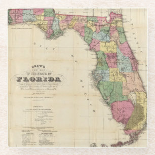 Drews neue Karte des Staat von Florida Glasuntersetzer