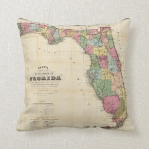 Drews neue Karte des Staat von Florida Kissen