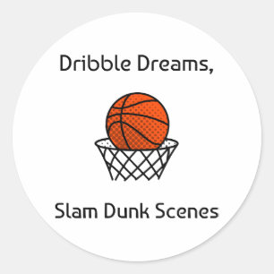 Dribble Träume, Slam Dunk Szenen Basketball Runder Aufkleber