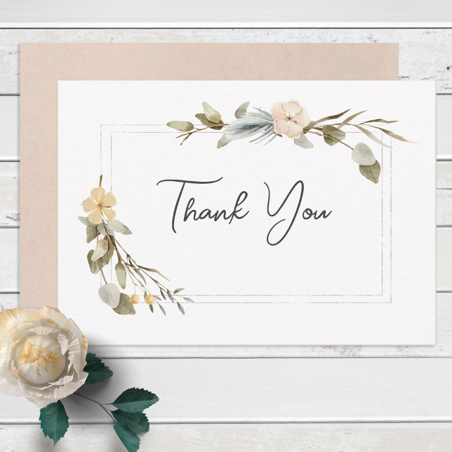 Dried Boho Floral Frame Wedding Danke Karte (Von Creator hochgeladen)