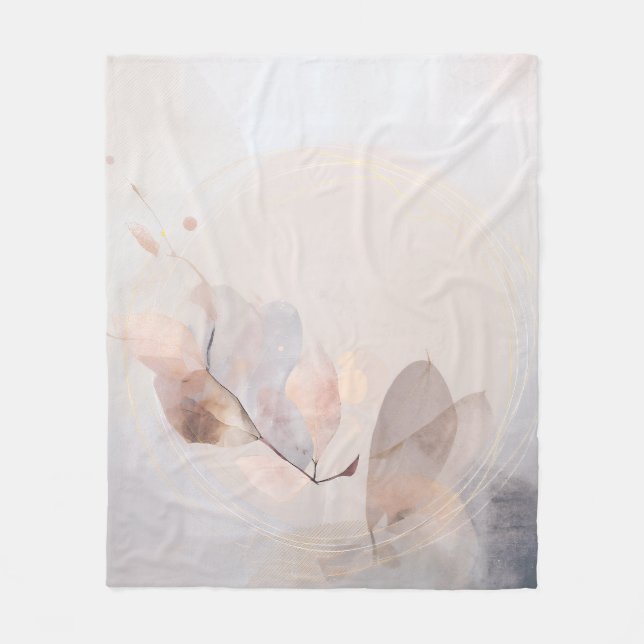 Dried Eucalyptus Leaves Gold Circle Minimal Art Fleecedecke (Vorderseite)