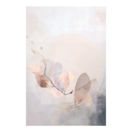 Dried Eucalyptus Leaves Gold Circle Minimal Art Fotodruck