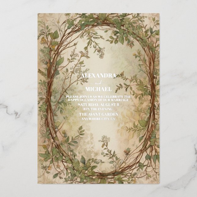 Dried Fan Palm Oasis Botanical Wedding  Folieneinladung (Vorderseite)