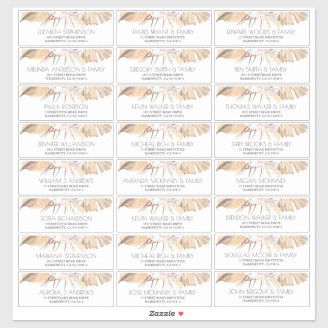 Dried Palm Blätter Small Guest Names Address Label (Blatt)