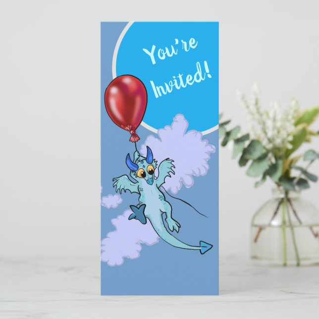 Drift Away Balloon Dragon Save the Date (Stehend Vorderseite)
