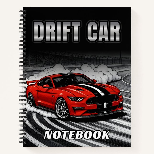 Drift Car Roter Muscle Notebook Notizbuch (Vorderseite)