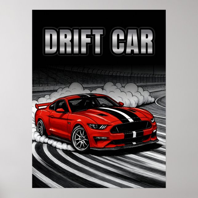 Drift Car Roter Muskel Poster (Vorne)