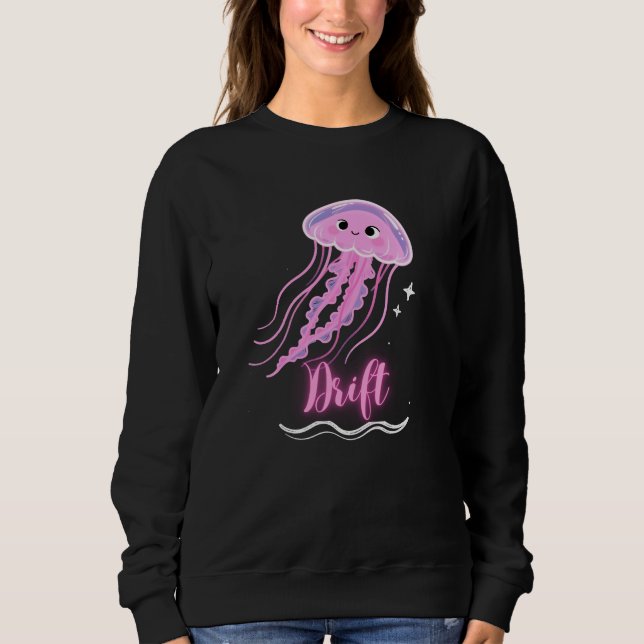 "Drift" Glow Neon Jellyfish Minimalist Sweatshirt (Vorderseite)