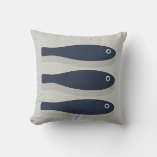 Drift in Silence Deep Navy & Seafoam Gray Kissen