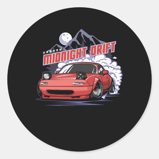 Drift um Mitternacht Runder Aufkleber (Vorderseite)