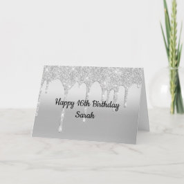 Driften von Glitzer Silver Personalisiert Geburtst Karte