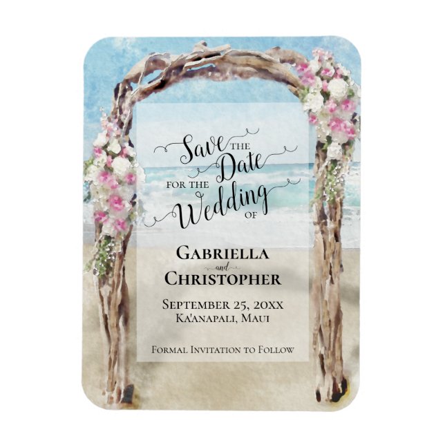 Driftwood Beach Arbor Wedding Save the Date Magnet (Vertikal)
