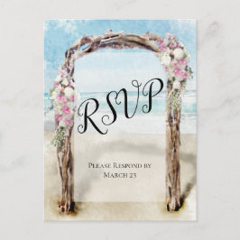 Driftwood Beach Arbour mit Rose Wedding RSVP Postkarte