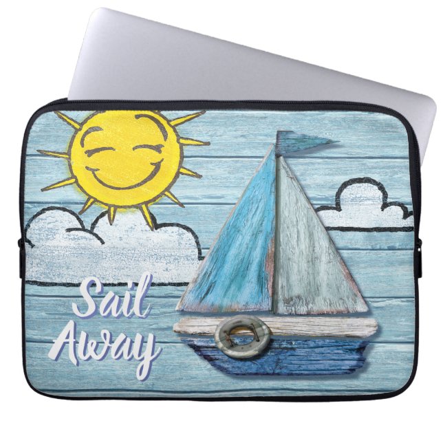 Driftwood Beach Design Yacht 13" Laptop Sleeve. Laptopschutzhülle (Vorderseite)