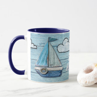 Driftwood Beach Design Yacht 2 Ton Kaffee Tasse. Tasse