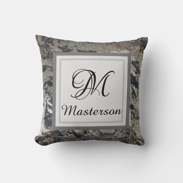 Driftwood Foto Abstrakt Nature Foto Monogram Kissen (Vorderseite)