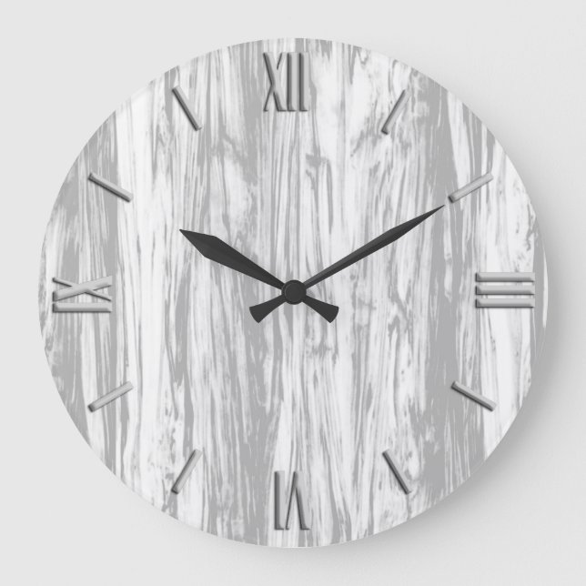 Driftwood-Muster - grau/grau/weiß Große Wanduhr (Vorderseite)