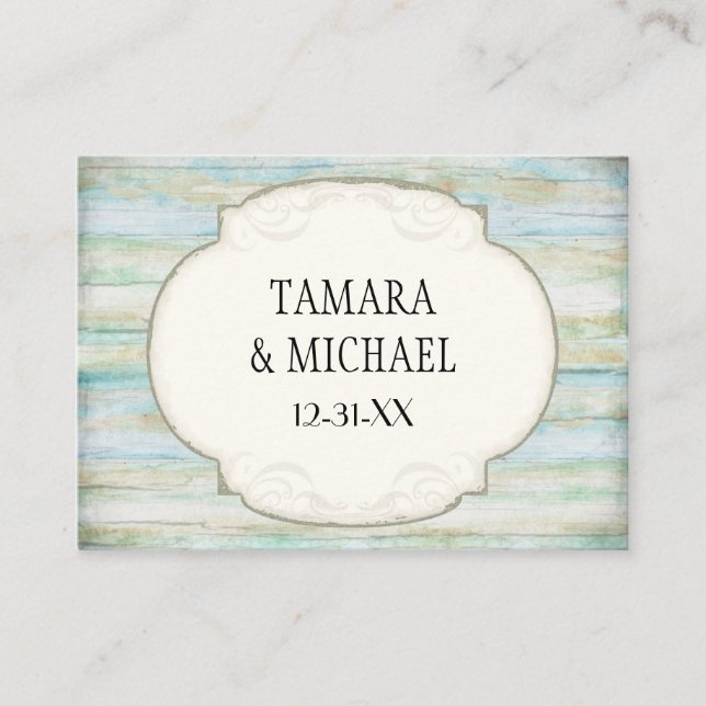 Driftwood Ocean Beach Coastal Seashore Hochzeit Platzkarte (Vorderseite)
