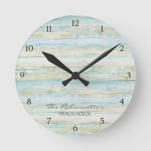 Driftwood Ocean Beach House Coastal Seashore Runde Wanduhr