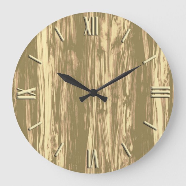 Driftwood pattern - cocoa brown and tan große wanduhr (Vorderseite)