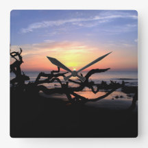 Driftwood Sunrise wall clock