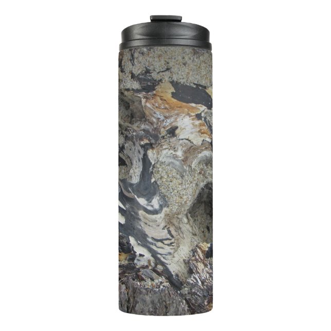Driftwood Woodgrain Foto Beach Nature Thermosbecher (Vorderseite)