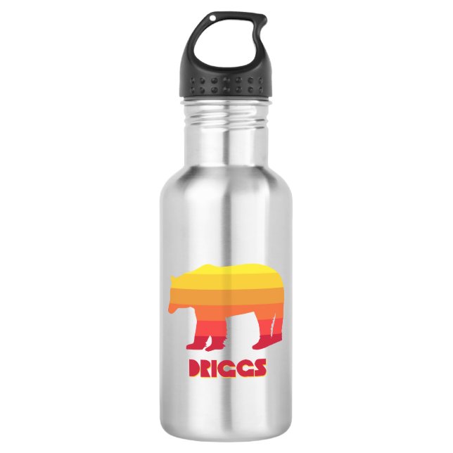 Driggs Idaho Rainbow Bear Edelstahlflasche (Vorderseite)