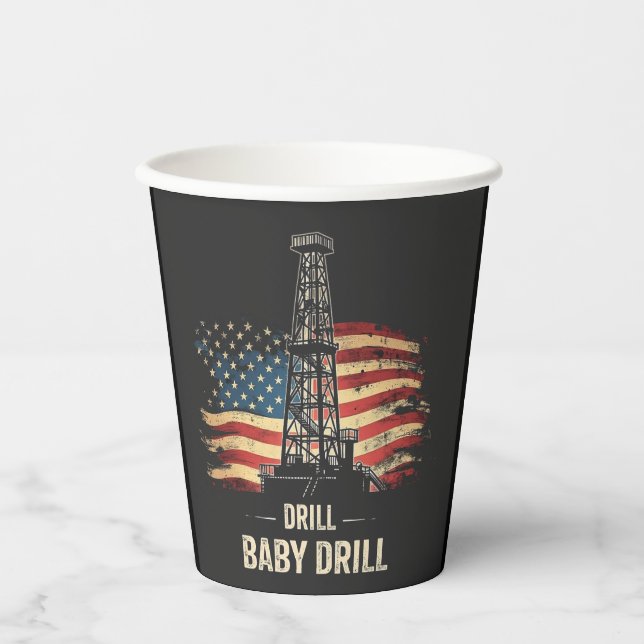 Drill Baby Drill American Trump Energy Economy Pappbecher (Vorderseite)