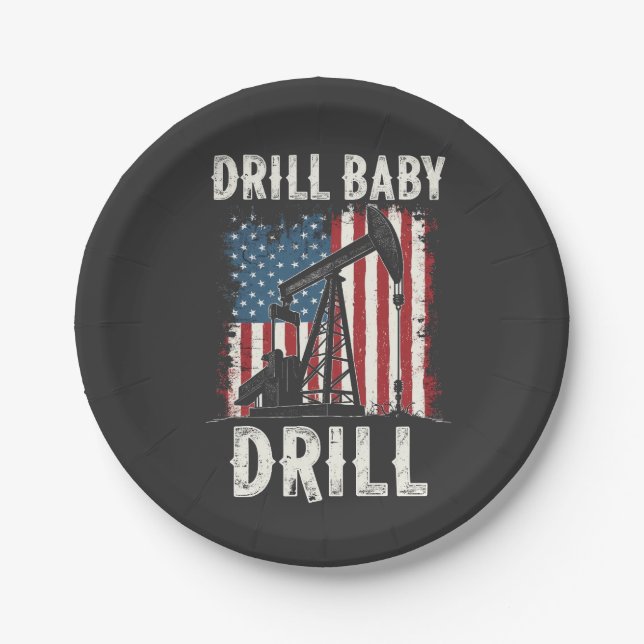 Drill Baby Drill American Trump Energy Economy Pappteller (Vorderseite)