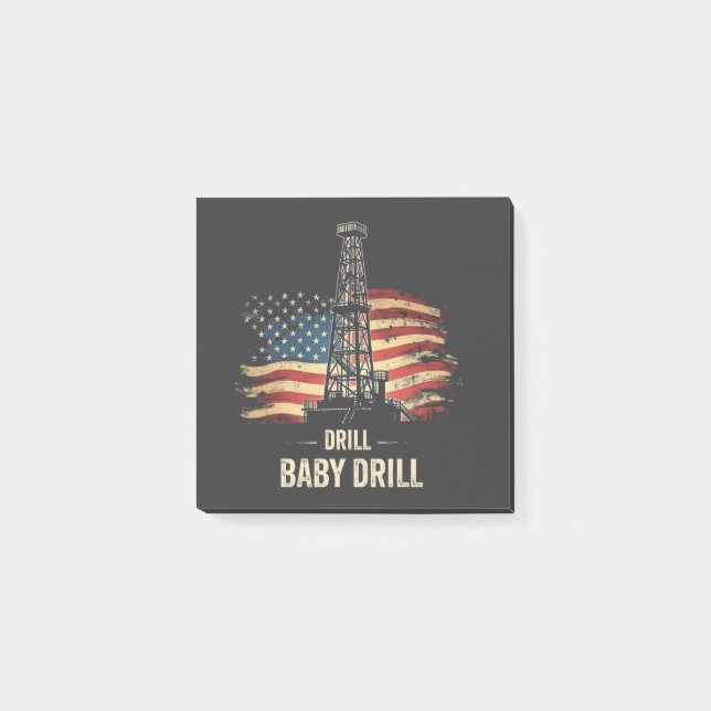 Drill Baby Drill American Trump Energy Economy Post-it Klebezettel (Vorderseite)